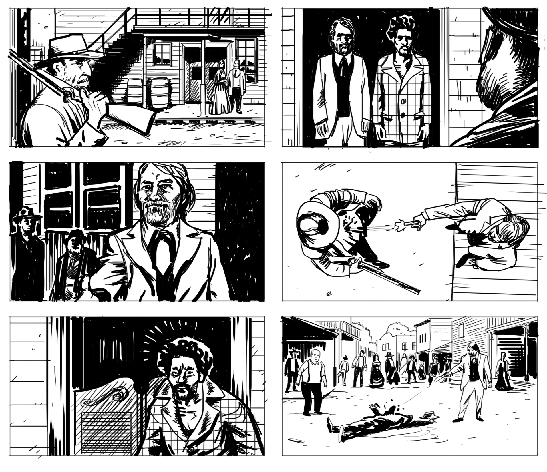 Storyboard for western movie
